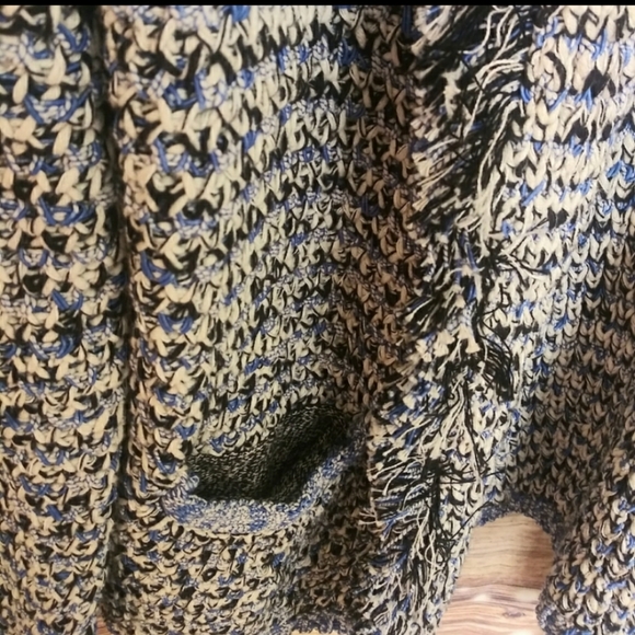 SOLD Tommy Hilfiger Blue Tweed & Fringe Cardigan - Picture 4 of 5